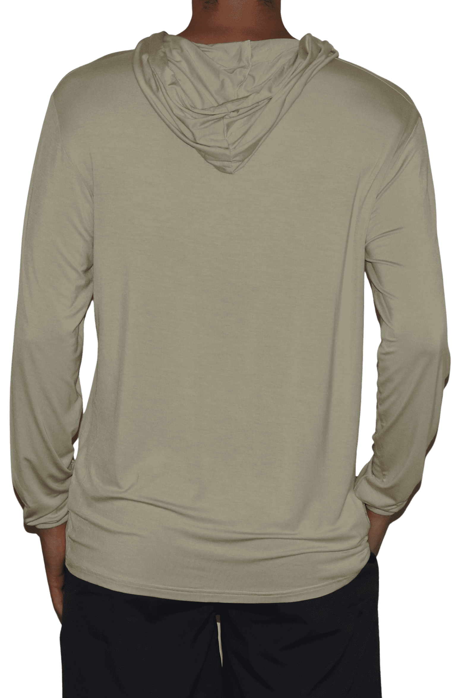 Back of the Tarpon Crossover Bamboo Hoodie in Wheat.