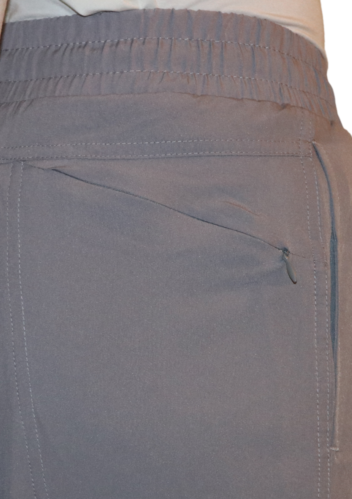 Back zipper pocket of the Bamboo Lined Sabalo Fishing Shorts. These fishing shorts are perfect for long days on the water.