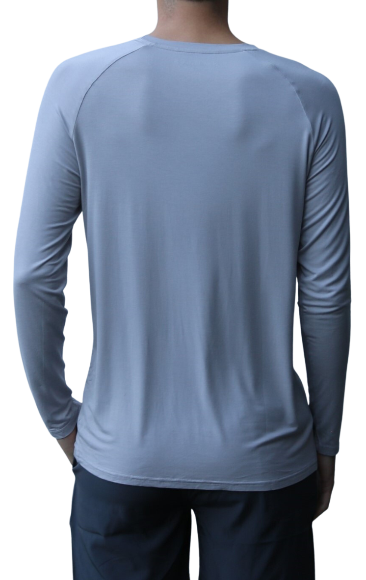 Back of the Classic Fly Lightweight Long Sleeve Shirt in Grey.
