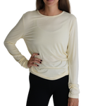 Front pose of the Pastel Yellow Women's Lightweight Long Sleeve Shirt.