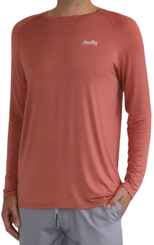 Front of the Classic Fly Lightweight Long Sleeve Shirt in Dusty Red.