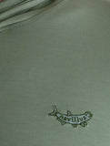 Front logo of the Tarpon Crossover Hoodie in Fairway Green.