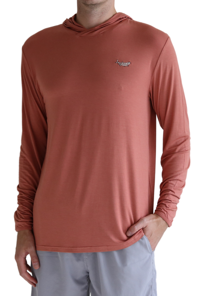 Front of the Tarpon Crossover Hoodie in Red.