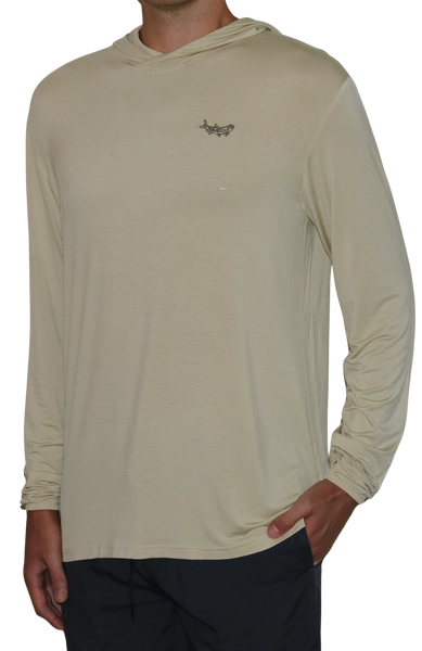 Front of the Tarpon Crossover Hoodie in wheat.