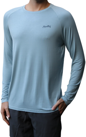 Front of the Classic Fly Lightweight Long Sleeve Shirt in Light Ocean Blue.