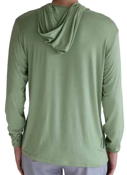 Back of the Tarpon Crossover Hoodie in Fairway Green.