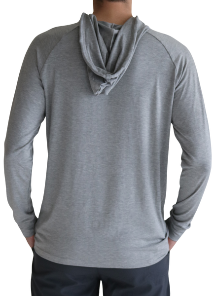 Back of the Cruiser Midweight Bamboo Hoodie in Heather Grey.