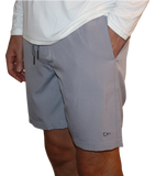 Front of the Bamboo Lined Sabalo Fishing Shorts. These fishing shorts are perfect for long days on the water.